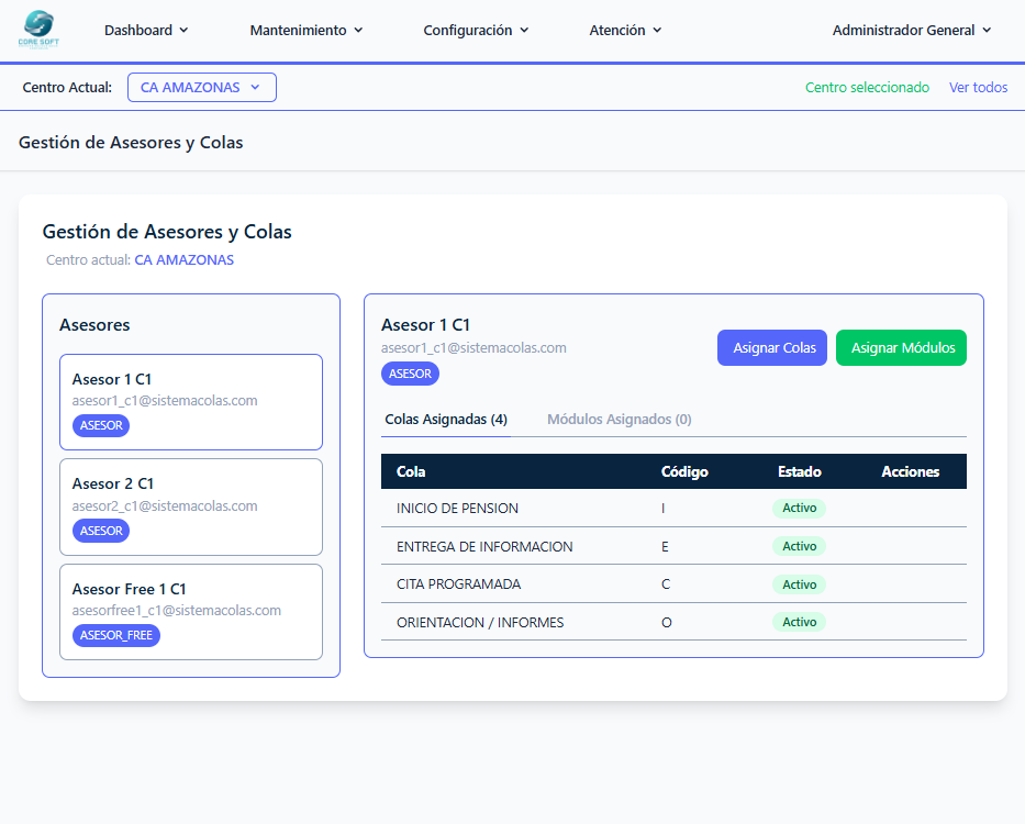Configuración de ventanillas
